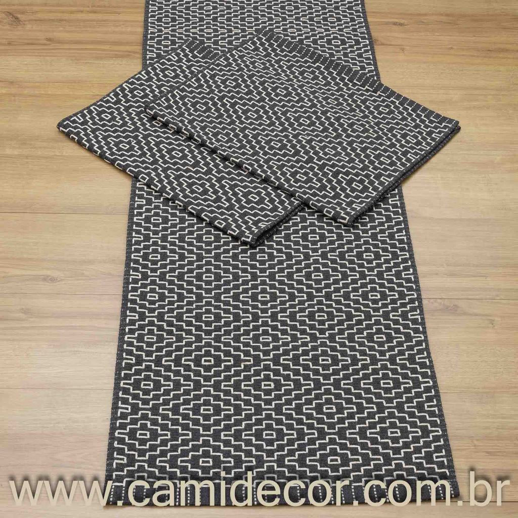 Jogo de Passadeira Cairo com 3 peças - Chumbo