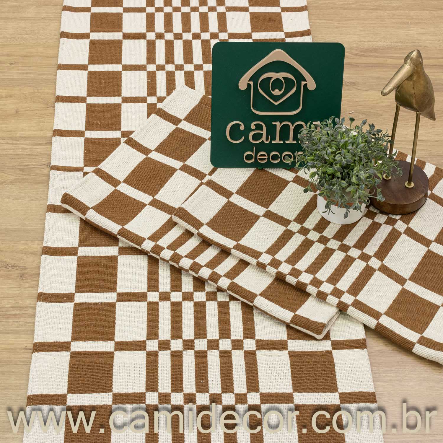 Jogo de Passadeira Califórnia com 3 peças - Marrom Claro