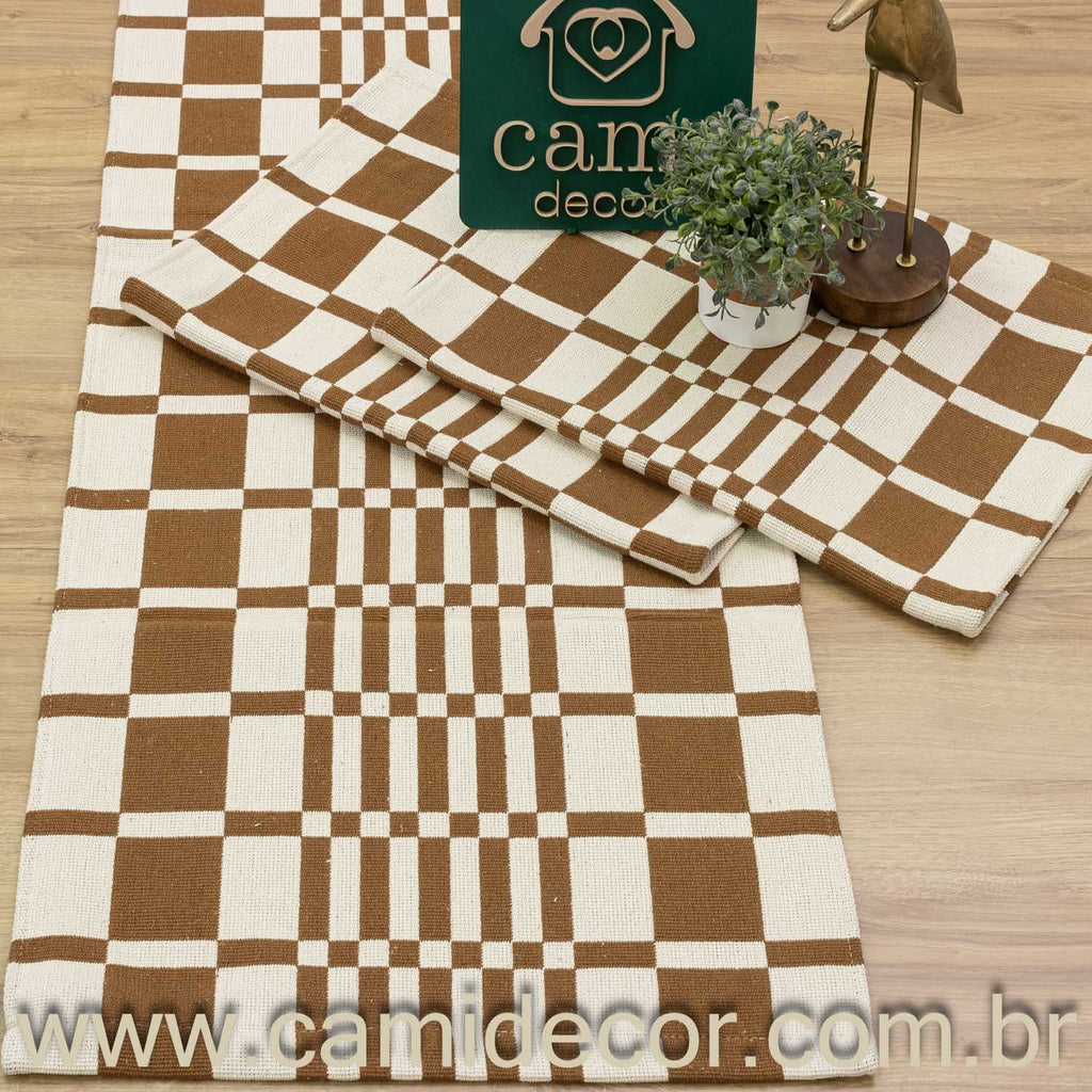 Jogo de Passadeira Califórnia com 3 peças - Marrom Claro