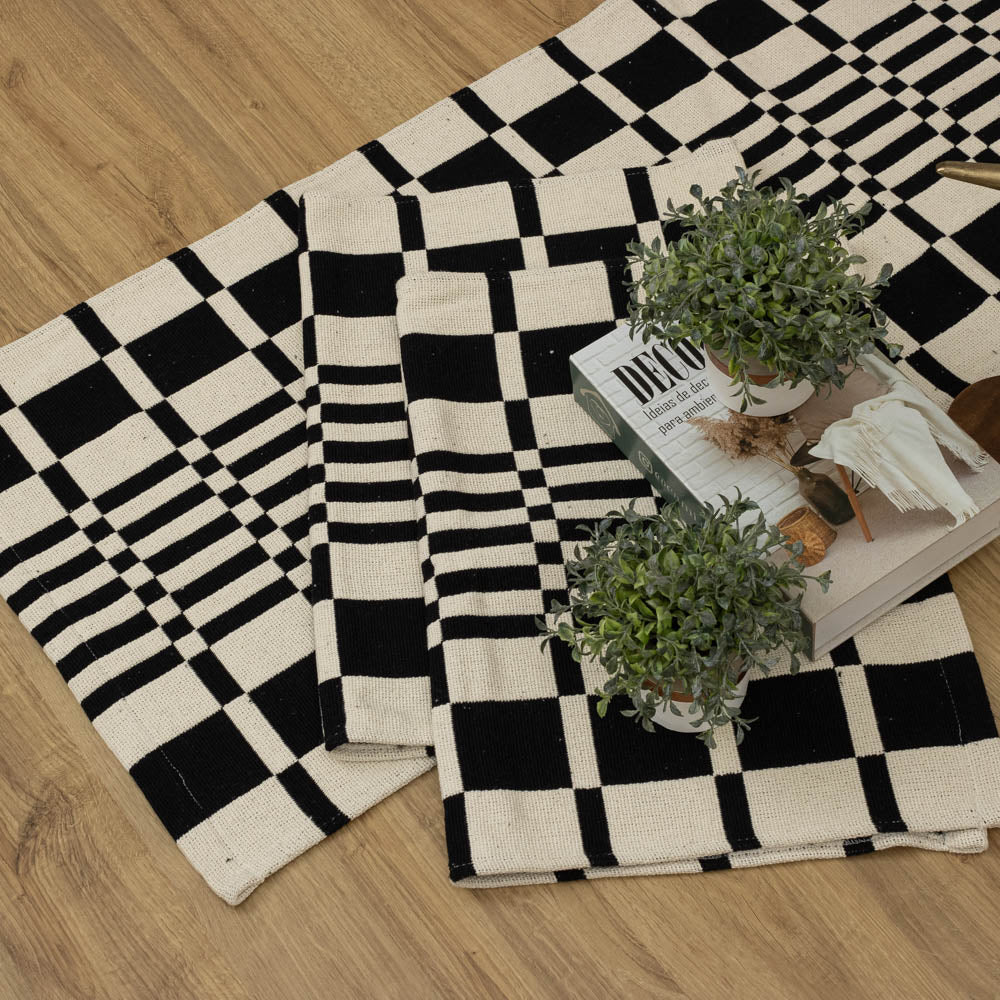 Jogo de Passadeira Califórnia com 3 peças - Preto