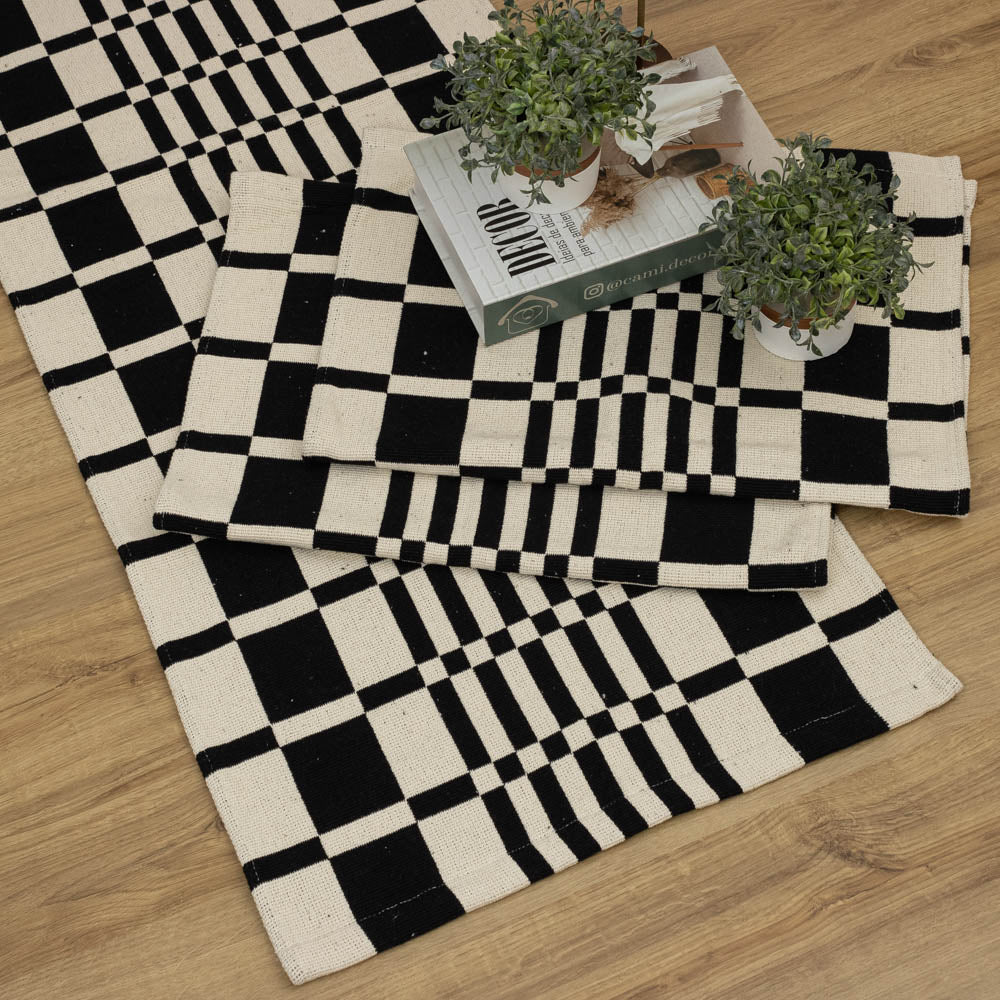 Jogo de Passadeira Califórnia com 3 peças - Preto