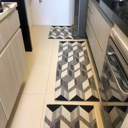 Jogo de Passadeira Capri com 3 peças - Preto