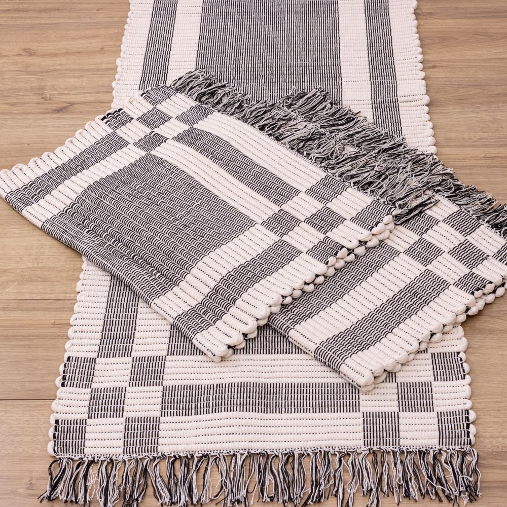 Jogo de Passadeira de Malha Chic Dupla Face com 3 peças - Preto