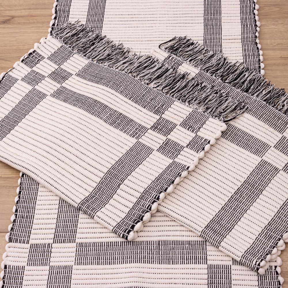 Jogo de Passadeira de Malha Chic Dupla Face com 3 peças - Preto