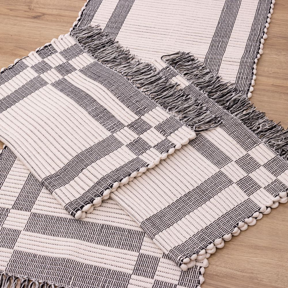 Jogo de Passadeira de Malha Chic Dupla Face com 3 peças - Preto