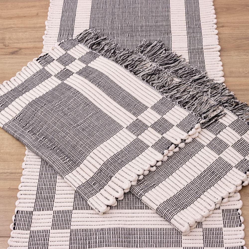 Jogo de Passadeira de Malha Chic Dupla Face com 3 peças - Preto