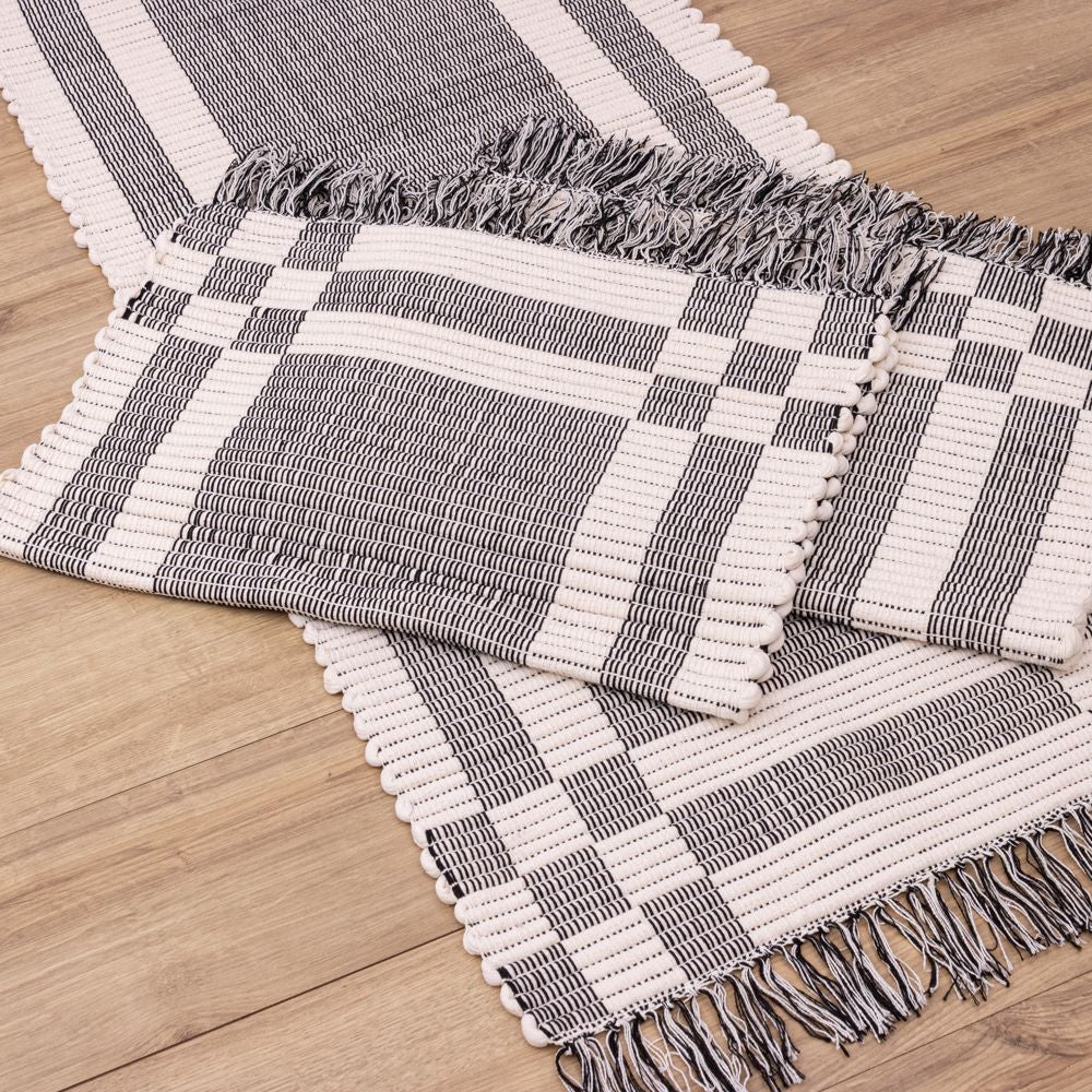 Jogo de Passadeira de Malha Chic Dupla Face com 3 peças - Preto