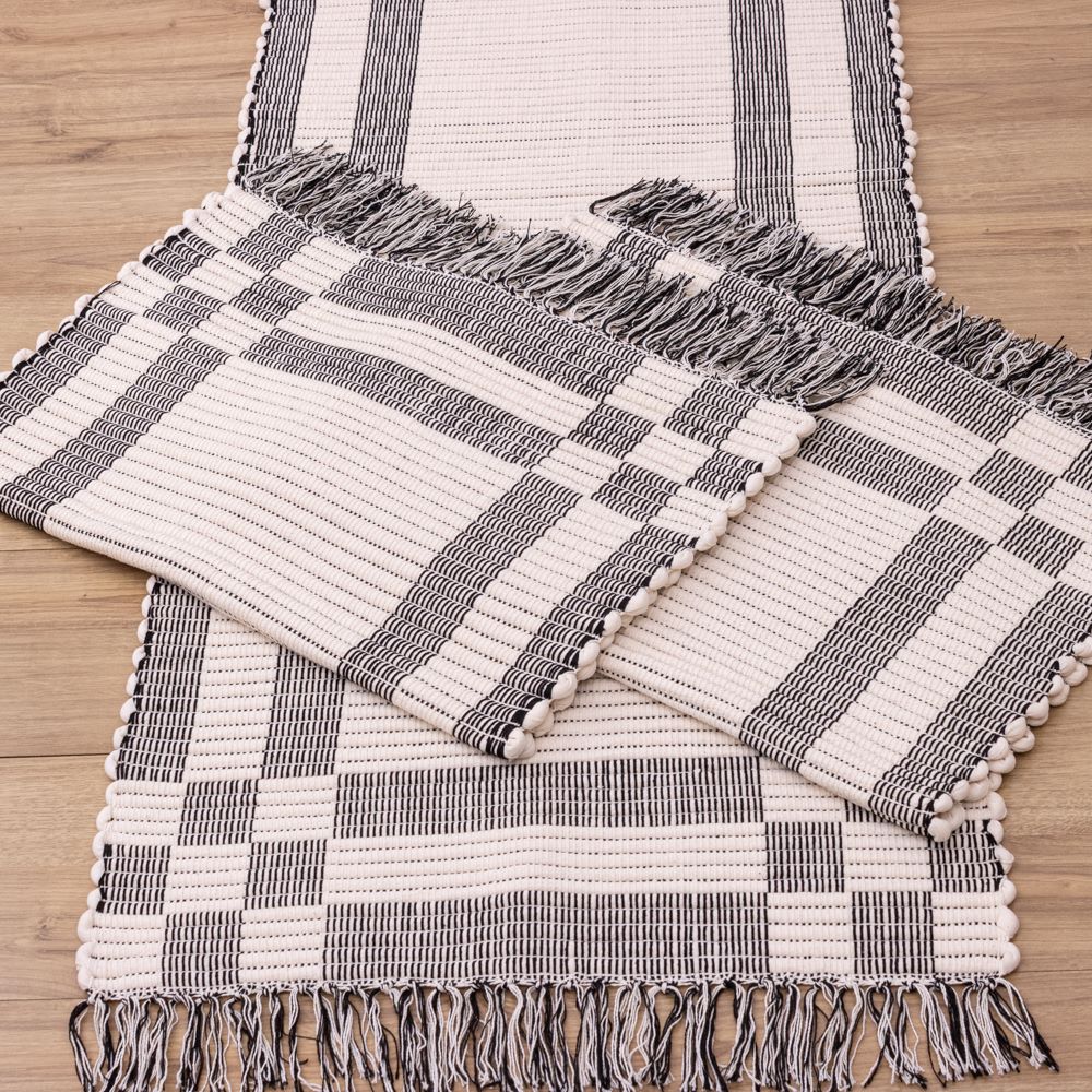 Jogo de Passadeira de Malha Chic Dupla Face com 3 peças - Preto