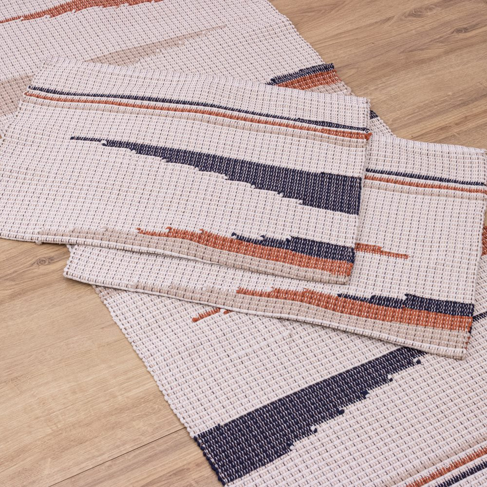 Jogo de Passadeira Florença Bico com 3 peças - Azul, Terracota e Bege