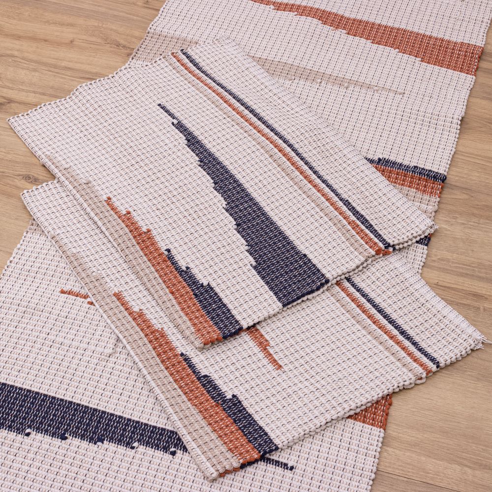 Jogo de Passadeira Florença Bico com 3 peças - Azul, Terracota e Bege