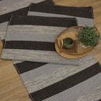 Jogo de Passadeira Florença Listrado com 3 peças - Preto e Cinza