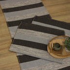 Jogo de Passadeira Florença Listrado com 3 peças - Preto e Cinza