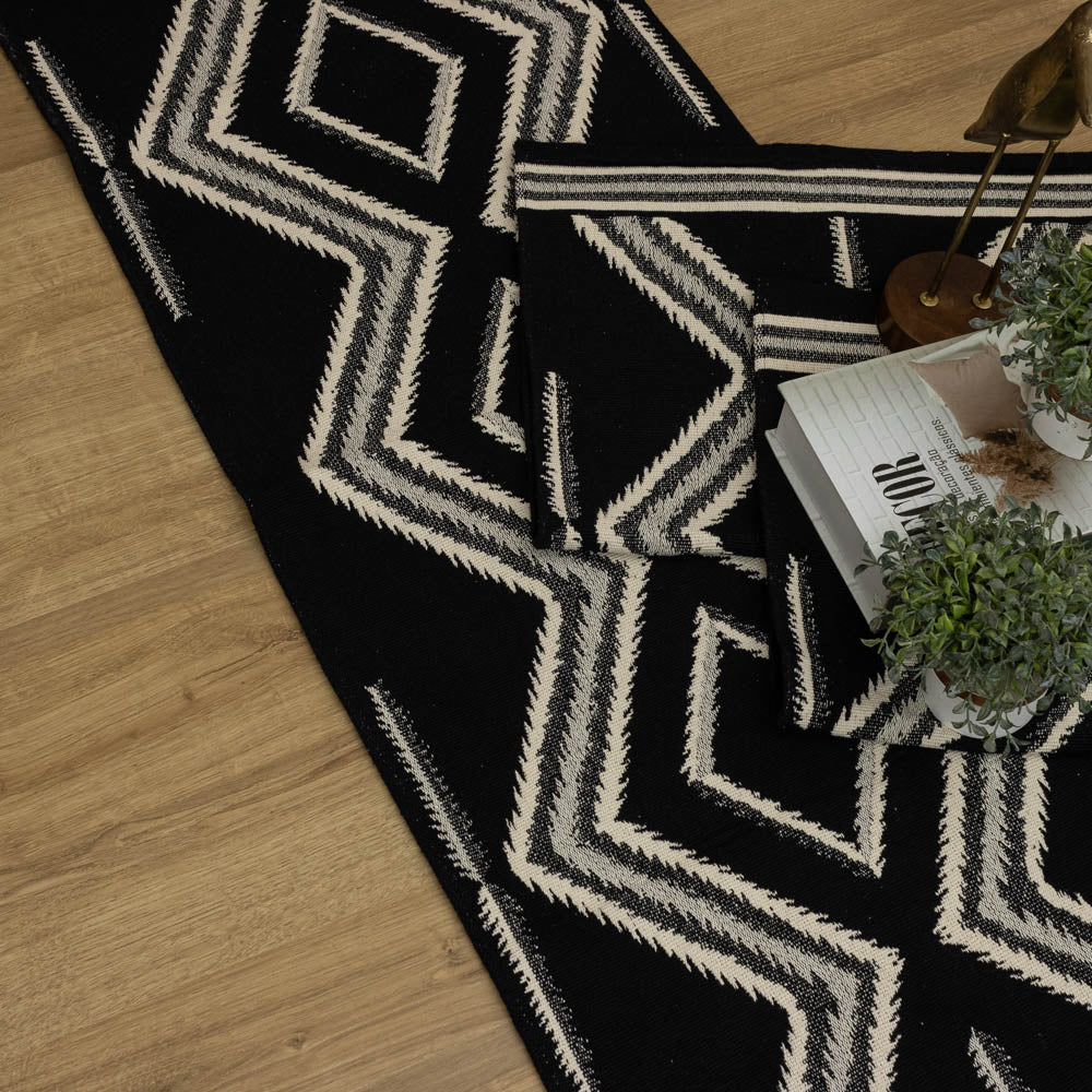 Jogo de Passadeira Inca com 3 peças - Preto