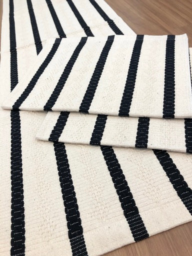 Jogo de Passadeira Itatiaia com 3 peças - Preto e Cru