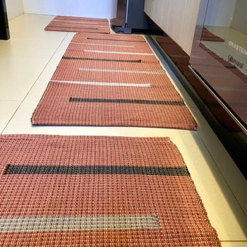 Jogo de Passadeira Florença Listrado com 3 peças - Terracota