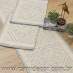 Jogo de Passadeira Toscana com 3 Peças - Cinza Azulado