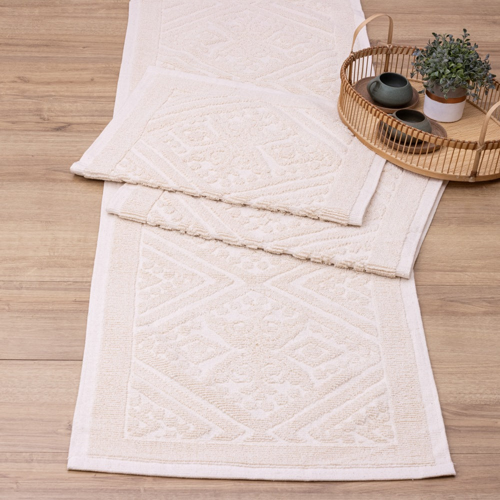 Jogo de Passadeira Toscana com 3 Peças - Cru