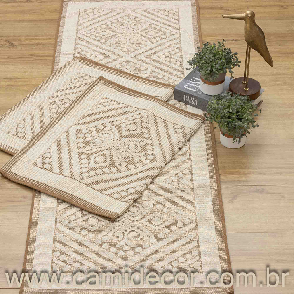 Jogo de Passadeira Toscana com 3 Peças - Marrom Claro