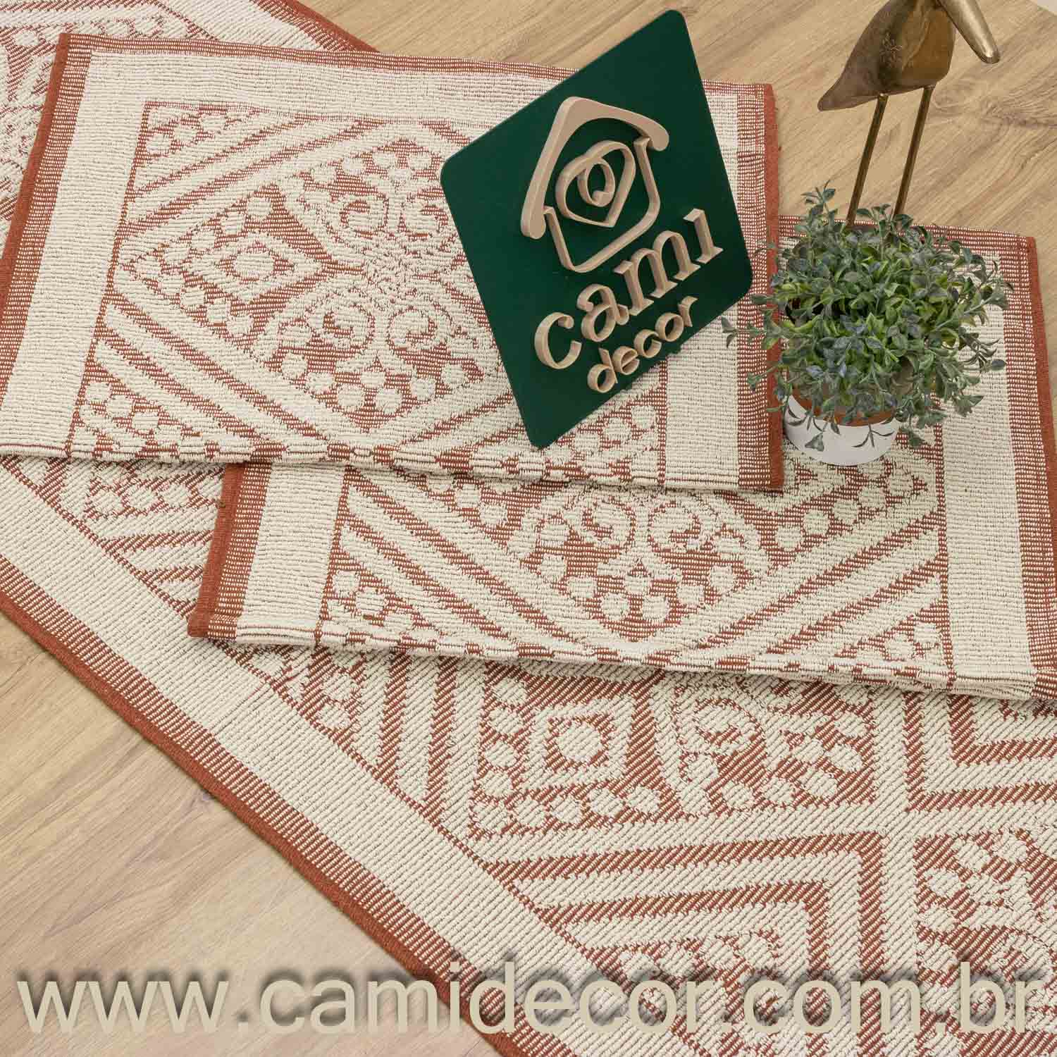 Jogo de Passadeira Toscana com 3 Peças - Terracota