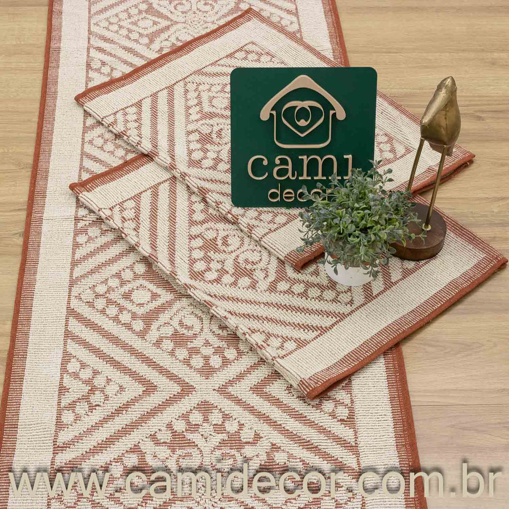 Jogo de Passadeira Toscana com 3 Peças - Terracota