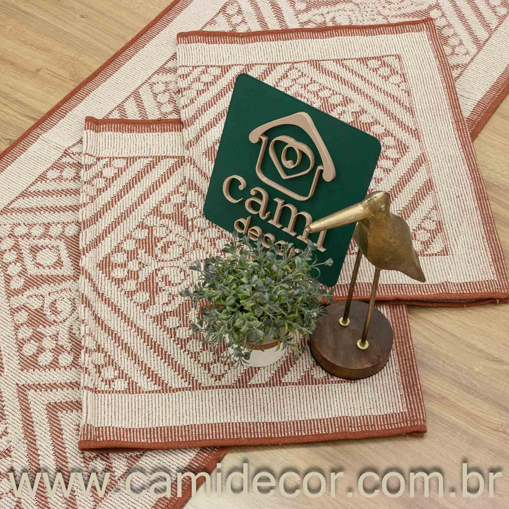 Jogo de Passadeira Toscana com 3 Peças - Terracota