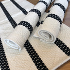 Jogo de Passadeira Veneza com 3 peças - Cru e Preto