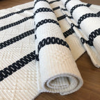 Jogo de Passadeira Veneza com 3 peças - Cru e Preto