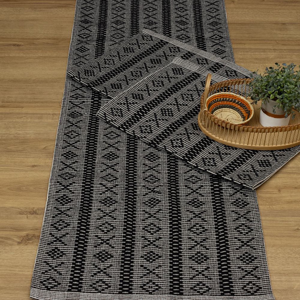 Jogo de Passadeira Veneza com 3 peças - Preto