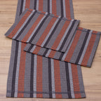 Jogo de Passadeira Zurick Listrado com 3 peças - Cinza, Preto e Terracota