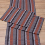 Jogo de Passadeira Zurick Listrado com 3 peças - Cinza, Preto e Terracota