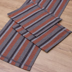 Jogo de Passadeira Zurick Listrado com 3 peças - Cinza, Preto e Terracota