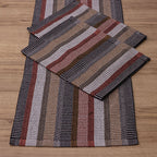 Jogo de Passadeira Zurick Listrado com 3 peças - Preto, Terracota e Bege