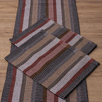 Jogo de Passadeira Zurick Listrado com 3 peças - Preto, Terracota e Bege