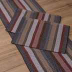 Jogo de Passadeira Zurick Listrado com 3 peças - Preto, Terracota e Bege