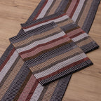 Jogo de Passadeira Zurick Listrado com 3 peças - Preto, Terracota e Bege