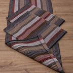 Jogo de Passadeira Zurick Listrado com 3 peças - Preto, Terracota e Bege