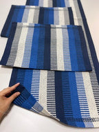 Jogo de Passadeira Zurick Listrado com 3 peças - Azul