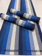 Jogo de Passadeira Zurick Listrado com 3 peças - Azul