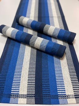 Jogo de Passadeira Zurick Listrado com 3 peças - Azul