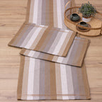 Jogo de Passadeira Zurick Listrado com 3 peças - Bege Acinzentado