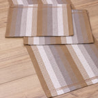 Jogo de Passadeira Zurick Listrado com 3 peças - Bege Acinzentado