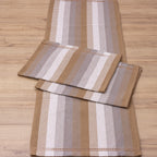 Jogo de Passadeira Zurick Listrado com 3 peças - Bege Acinzentado