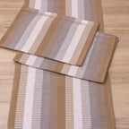 Jogo de Passadeira Zurick Listrado com 3 peças - Bege Acinzentado