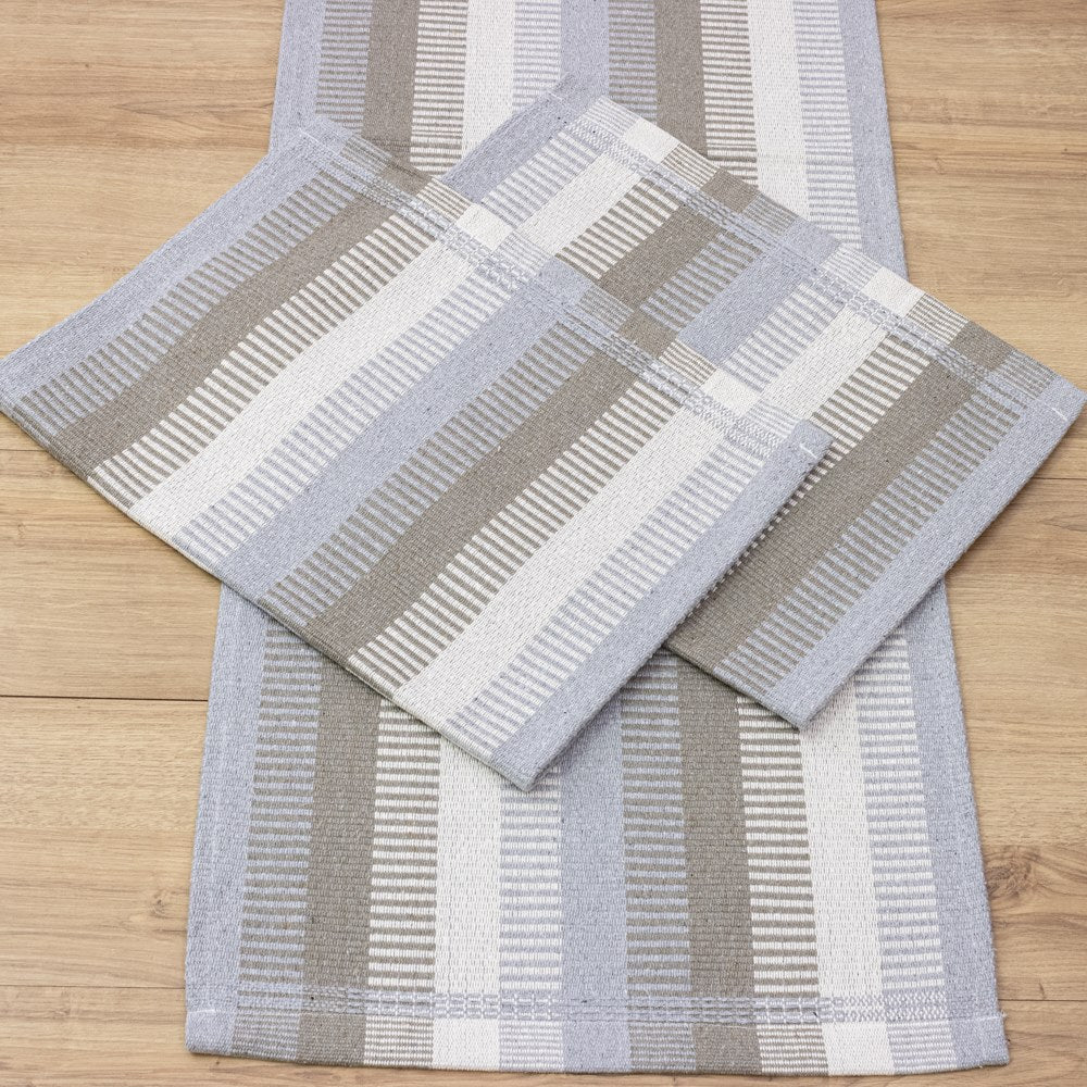 Jogo de Passadeira Zurick Listrado com 3 peças - Cinza Claro