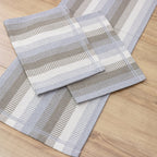 Jogo de Passadeira Zurick Listrado com 3 peças - Cinza Claro