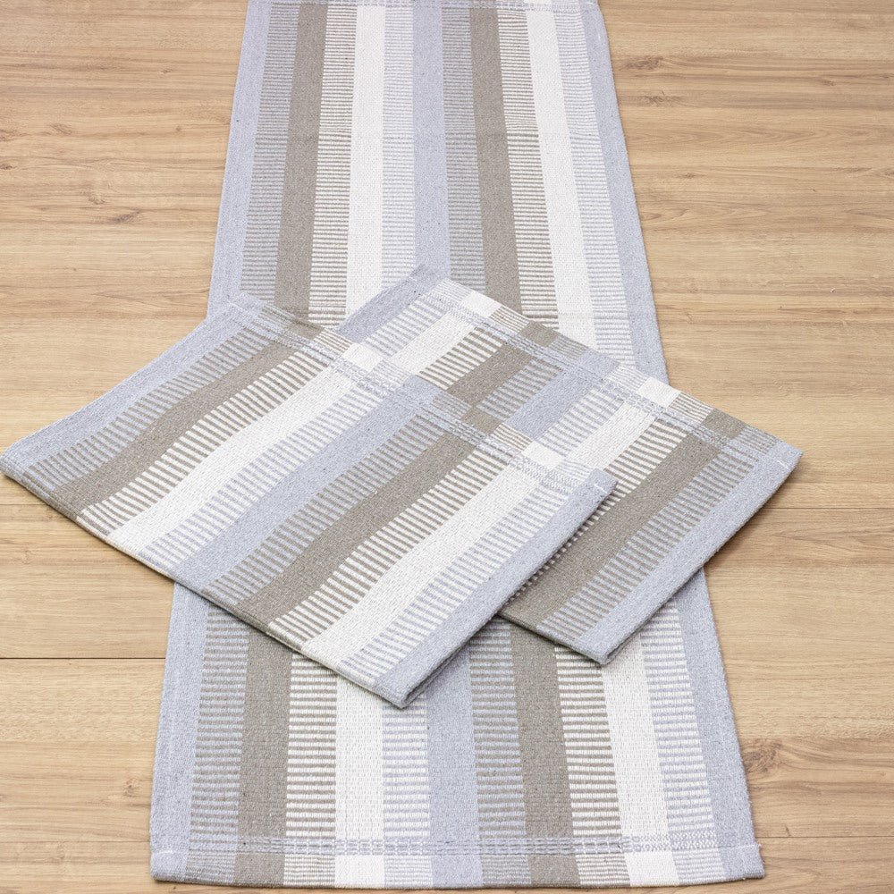 Jogo de Passadeira Zurick Listrado com 3 peças - Cinza Claro