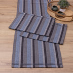 Jogo de Passadeira Zurick Listrado com 3 peças - Cinza, Preto e Azul