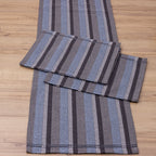 Jogo de Passadeira Zurick Listrado com 3 peças - Cinza, Preto e Azul