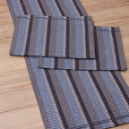 Jogo de Passadeira Zurick Listrado com 3 peças - Cinza, Preto e Azul