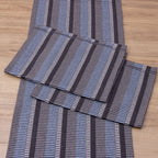 Jogo de Passadeira Zurick Listrado com 3 peças - Cinza, Preto e Azul